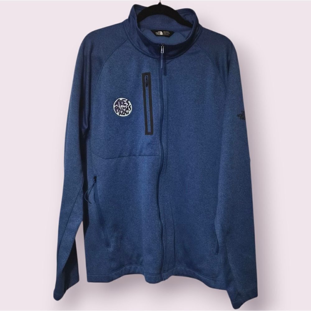 The North Face Canyon Flats Fleece Full-Zip Blue Jacket Mens XL w/Embroiderey
